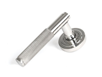 B&Q -  Polished Marine Ss (316) Brompton Lever On Rose Set (Art Deco)Unsprung