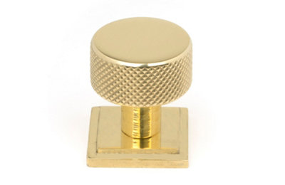 From The Anvil Polished Brass Brompton Cabinet Knob25mm (Square) from B&Q