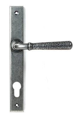 From the Anvil Pewter Hammered Newbury Slimline Espag. Lock Set from B&Q