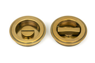 B&Q -  Aged Brass 60mm Art Deco Round PullPrivacy Set