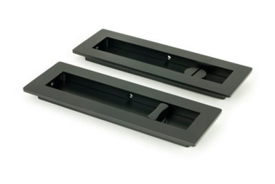 From The Anvil Matt Black 175mm Plain Rectangular PullPrivacy Set from B&Q
