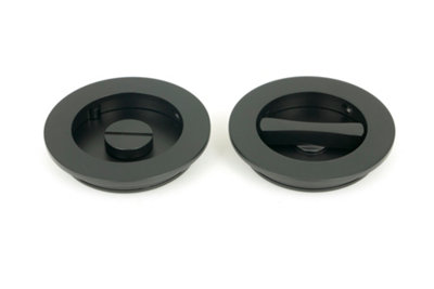 From The Anvil Matt Black 75mm Plain Round PullPrivacy Set from B&Q