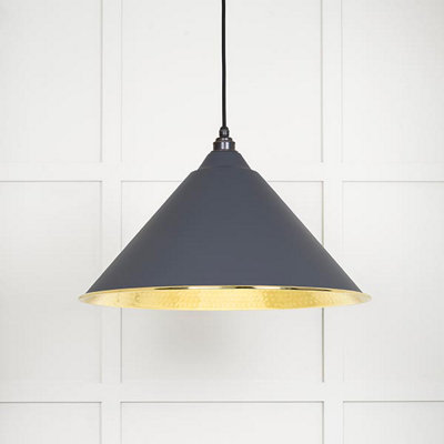 From the Anvil Hammered Brass Hockley Pendant In Slate from B&Q