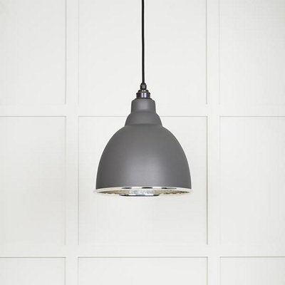 From the Anvil Hammered Nickel Brindley Pendant In Bluff from B&Q