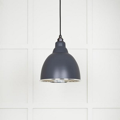 From the Anvil Hammered Nickel Brindley Pendant In Slate from B&Q