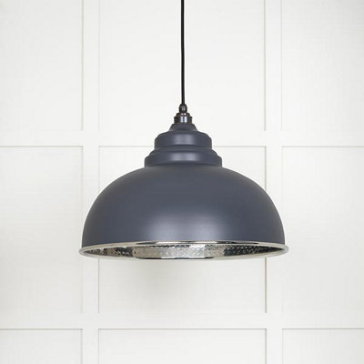 From the Anvil Hammered Nickel Harborne Pendant In Slate from B&Q