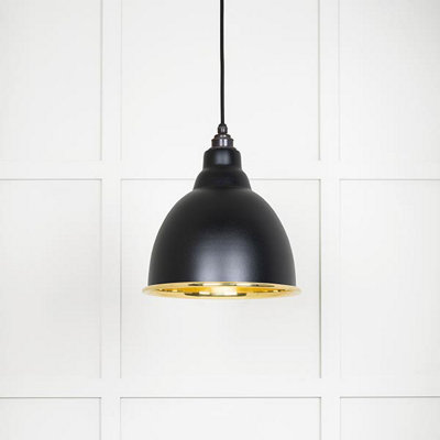 From the Anvil Smooth Brass Brindley Pendant In Elan Black from B&Q