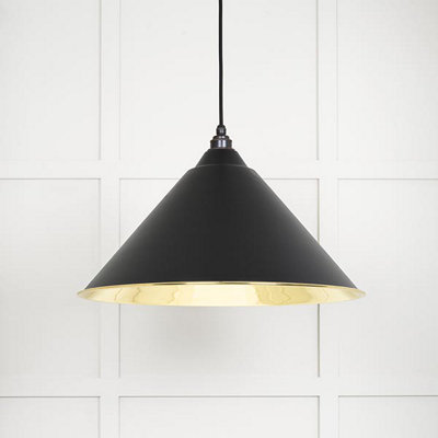 From the Anvil Smooth Brass Hockley Pendant In Elan Black from B&Q