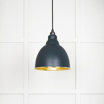 From the Anvil Hammered Brass Brindley Pendant In Soot from B&Q