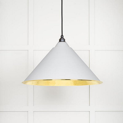 From the Anvil Hammered Brass Hockley Pendant In Flock from B&Q