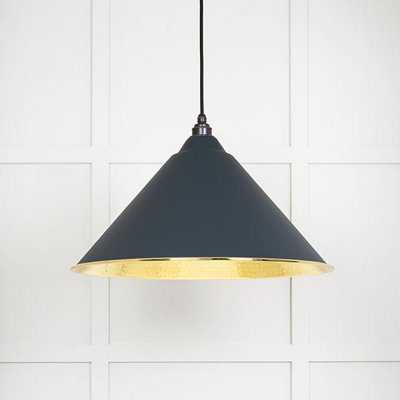 From the Anvil Hammered Brass Hockley Pendant In Soot from B&Q