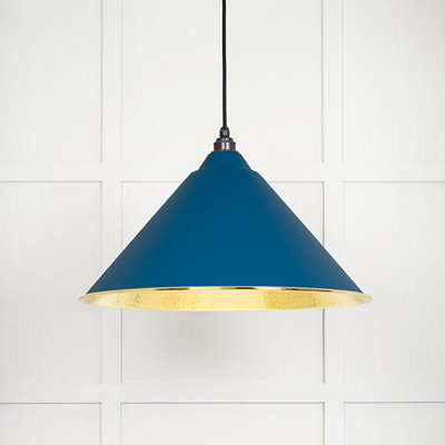From the Anvil Hammered Brass Hockley Pendant In Upstream from B&Q