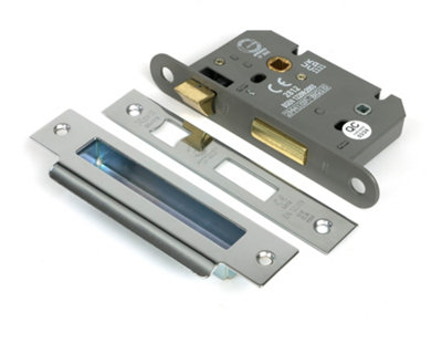 From The Anvil Polished Chrome 2 1/2" Heavy Duty Bathroom Mortice Lock from B&Q