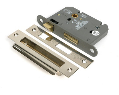 From The Anvil Polished Nickel 3" Heavy Duty Bathroom Mortice Lock from B&Q