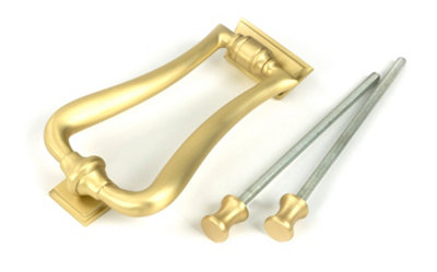 From the Anvil Satin Brass Slimline Art Deco Door Knocker from B&Q