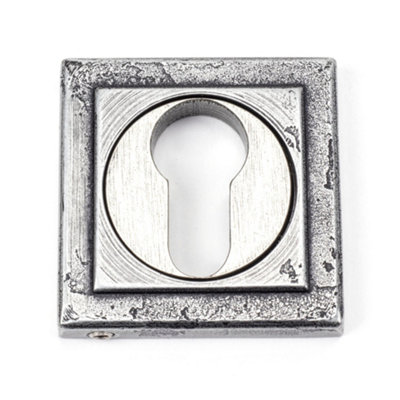 From The Anvil Pewter Round Euro Escutcheon (Square) from B&Q