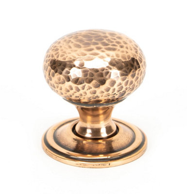 From The Anvil Polished Bronze Hammered Mushroom Cabinet Knob 32mm from B&Q