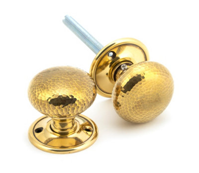 B&Q -  Aged Brass Hammered Mushroom Mortice/rim Knob Set