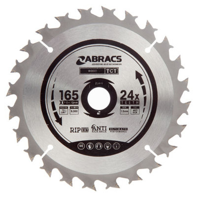 AbracsTctc16524 Tct Cordless Circular Saw Blade For Wood 165 X 20mm X 24T from B&Q