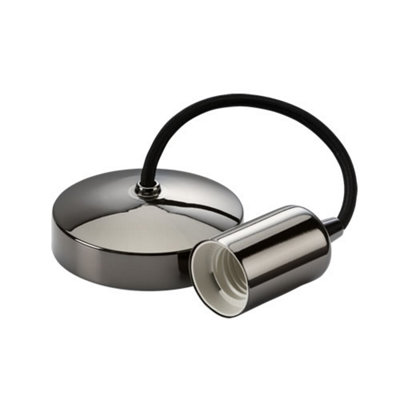 Knightsbridge 8270Bn 6" E27 Contemporary Pendant SetBlack Nickel from B&Q