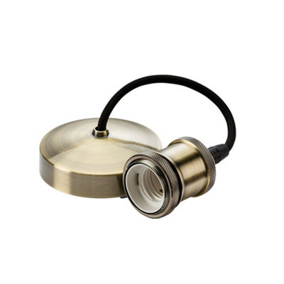 Knightsbridge 8271Ab 6" E27 Vintage Pendant Set - Antique Brass