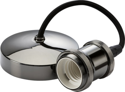 Knightsbridge 8271Bn 6" E27 Vintage Pendant SetBlack Nickel from B&Q