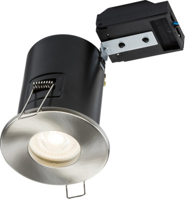 Luminosa Lighting Luminosa Fixed Gu10 Fire-Rated DownlightBrushed Chrome 230V Ip65 35W from B&Q