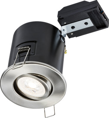B&Q -  Luminosa Tilt Gu10 Fire-Rated DownlightBrushed Chrome 230V Ip20 35W