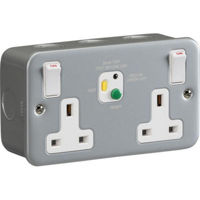 Mla Knightsbridge 13A 2 Gang Dp Rcd Socket Grey (Type A)M9Rcd from B&Q