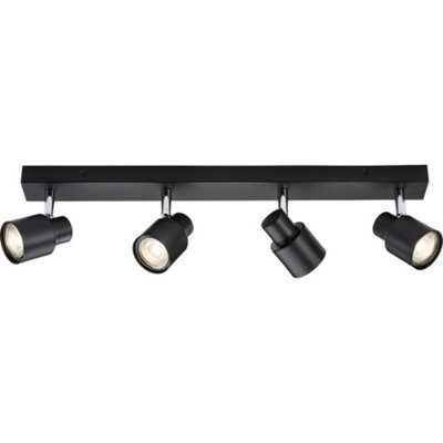 B&Q -  Luminosa Gu10 Quad Bar SpotlightMatt Black 230V Ip20 50W