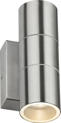 B&Q -  Luminosa Gu10 Up And Down Wall Light With Photocell SensorBrushed Chrome 230V Ip54 2X20W