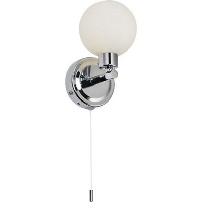 Luminosa Lighting Luminosa G9 Single Wall Light With Round Frosted GlassChrome 230V Ip44 25W from B&Q
