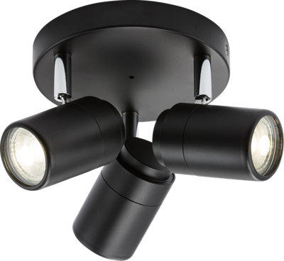 B&Q -  Luminosa Gu10 Triple SpotlightMatt Black 230V Ip44 20W