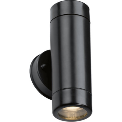 Knightsbridge Ea2Bk Eamon Outdoor Ip54 Polycarbonate Up Down Wall Light In A Black Finish from B&Q