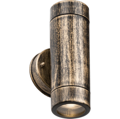 Knightsbridge Ea2Bb Eamon Outdoor Ip54 Polycarbonate Up Down Wall Light In A Brushed Brass Finish from B&Q