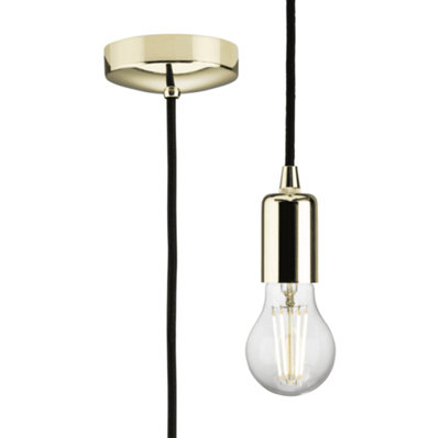 Knightsbridge 8270Lpb 1.8M Contemporary Pendant Set In A Polished Brass Finish from B&Q