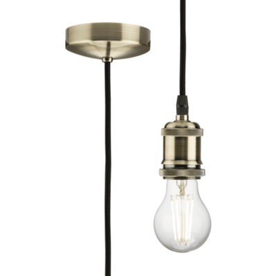 Knightsbridge 8271Lab 1.8M Vintage Pendant Set In An Antique Brass Finish from B&Q