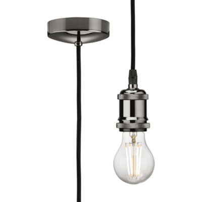 Knightsbridge 8271Lbn 1.8M Vintage Pendant Set In A Black Nickel Finish from B&Q