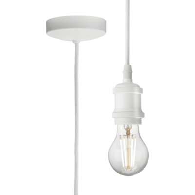 Knightsbridge 8271Lmw 1.8M Vintage Pendant Set In A Matt White Finish from B&Q