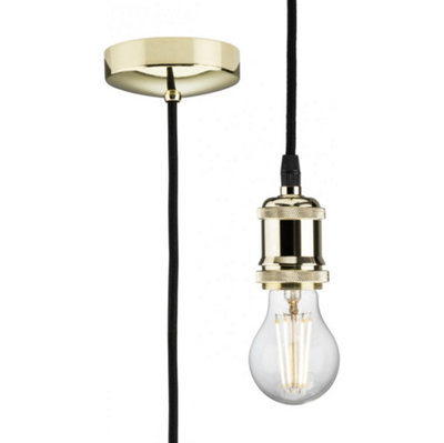 Knightsbridge 8271Lpb 1.8M Vintage Pendant Set In A Polished Brass Finish from B&Q