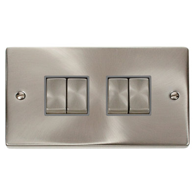 Click Scolmore Deco Plate Switch 4 Gang 10Ax 2 Way Satin ChromeVpsc414Gy from B&Q