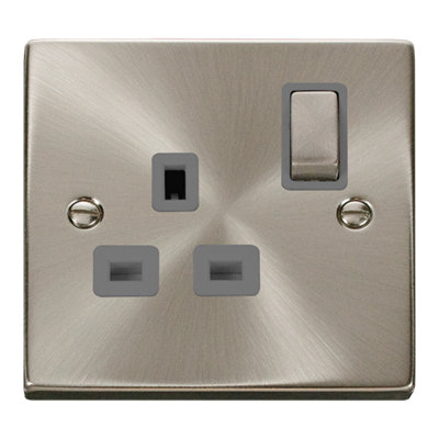 Click Scolmore Deco Switched Socket 1 Gang 13A 2 Pole Satin ChromeVpsc535Gy from B&Q