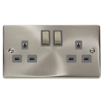Click Scolmore Click Vpsc536Gy Deco 13A 2 Gang Double Socket Satin Chrome from B&Q