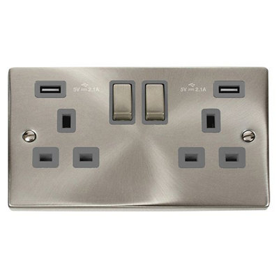 Click Scolmore Click Vpsc580Gy Deco 13A 2 Gang Usb Double Socket from B&Q
