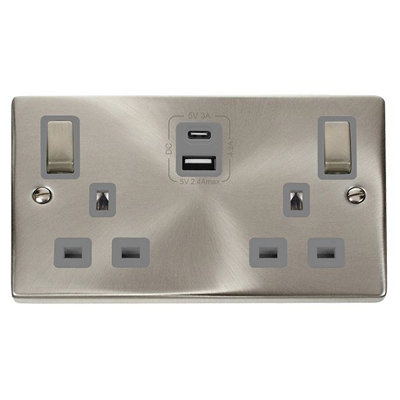 Click Scolmore Click Vpsc586Gy Deco 13A 2 Gang Usb Double Socket from B&Q