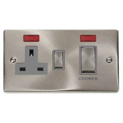 Click Scolmore Click Vpsc505Gy Deco 45A Dp Cooker Control Unit With Neon Satin Chrome from B&Q
