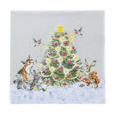 Wrendale Designs 'oh Christmas Tree' Woodland Animal Lunch Napkins from B&Q