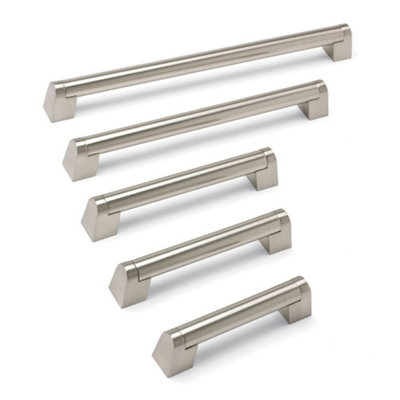 Angled Boss Kitchen Cabinets Bar Handle357mm CentresBrushed NickelPack Of 2 from B&Q