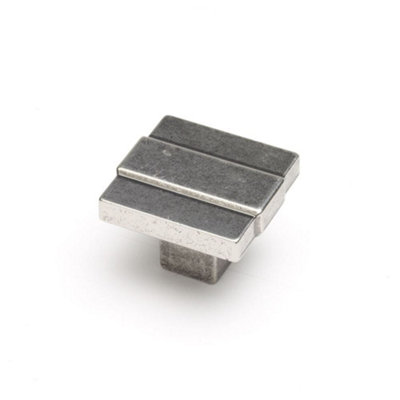 Cromwell Kitchen Cabinets Square KnobPewterPack Of 2 from B&Q