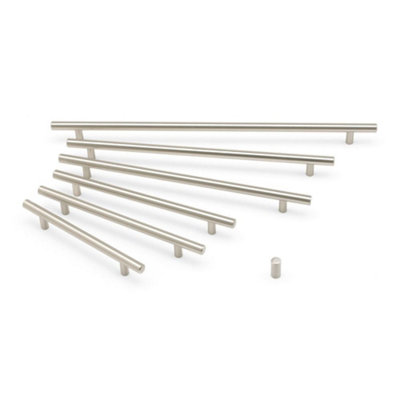 Solid Steel Kitchen Cabinets T Bar Handle96mm CentresBrushed NickelPack Of 2 from B&Q